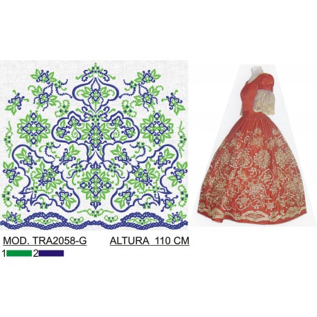 BORDADO CON TEJIDO AMPLIADO TRA2058-G