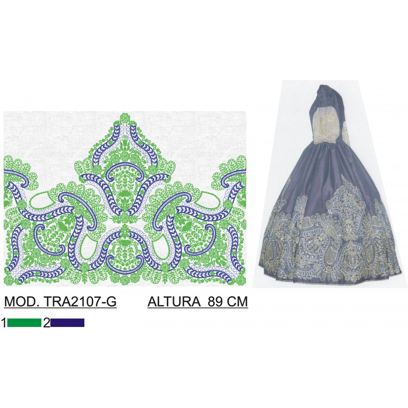 BORDADO CON TEJIDO AMPLIADO TRA2107-G